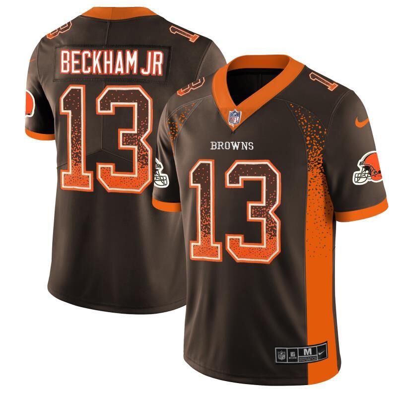 Men Cleveland Browns #13 Beckham Jr Nike Drift Fashion Color Rush Limited NFL Jerseys